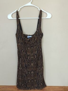 Urban Outfitters Brown Snake-Print Mini Dress